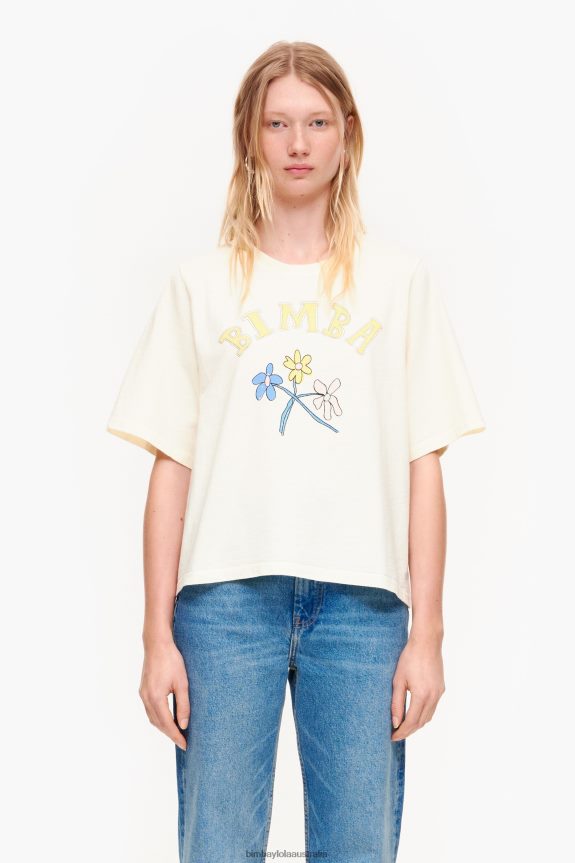 Clothing 4062VZ269 Vanilla Bimba Y Lola Cotton Flower Logo T-Shirt