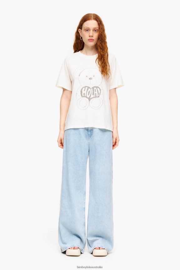Clothing 4062VZ271 Ecru Bimba Y Lola Panda Bear Print T-Shirt