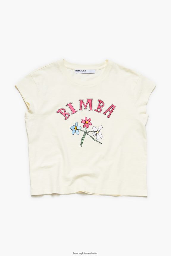 Clothing 4062VZ275 Ecru Bimba Y Lola Floral Logo T-Shirt