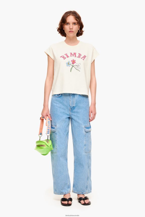 Clothing 4062VZ275 Ecru Bimba Y Lola Floral Logo T-Shirt