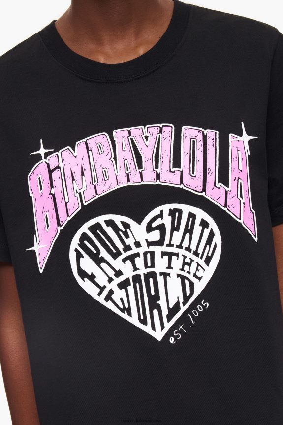 Clothing 4062VZ276 Black Bimba Y Lola University Logo T-Shirt