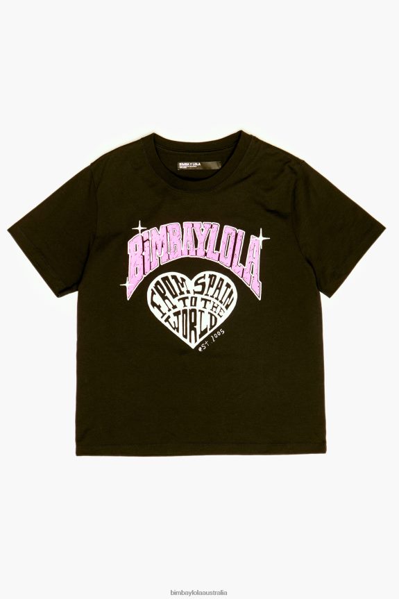 Clothing 4062VZ276 Black Bimba Y Lola University Logo T-Shirt