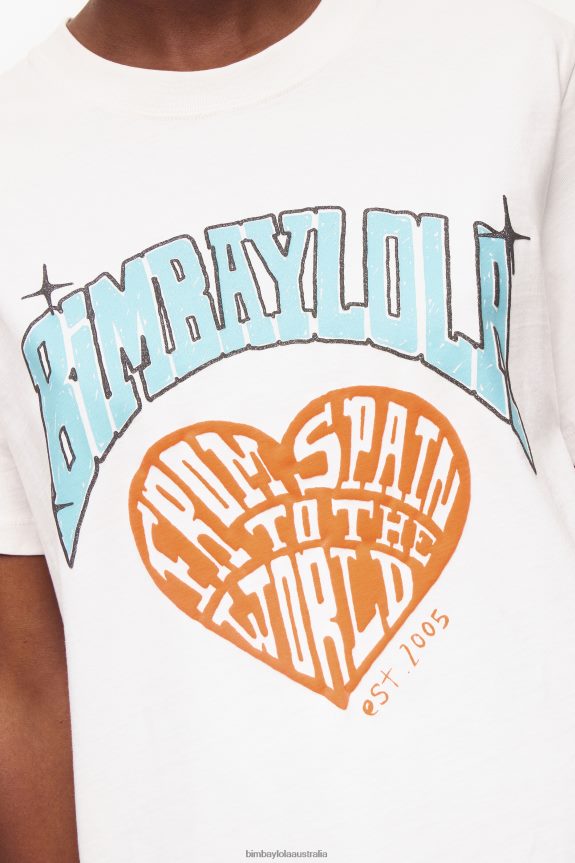 Clothing 4062VZ277 White Bimba Y Lola University Logo T-Shirt