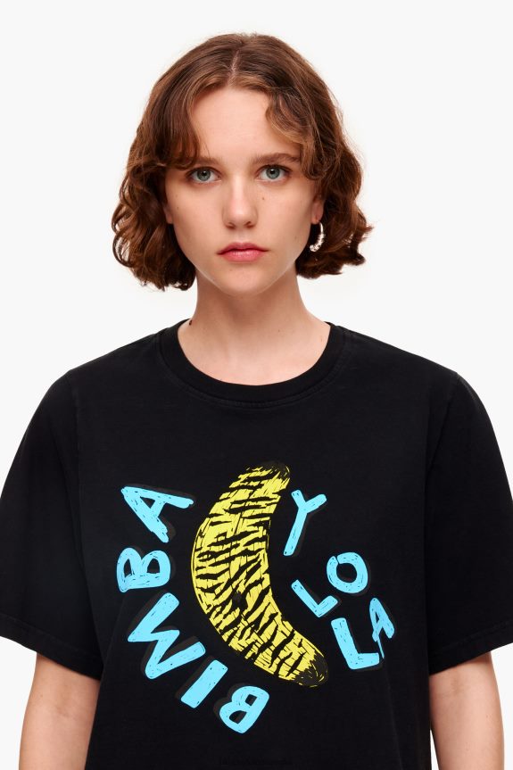Clothing 4062VZ278 Black Bimba Y Lola Banana Print T-Shirt
