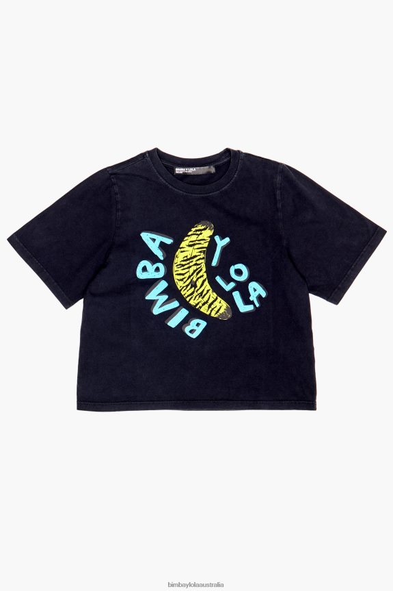 Clothing 4062VZ278 Black Bimba Y Lola Banana Print T-Shirt