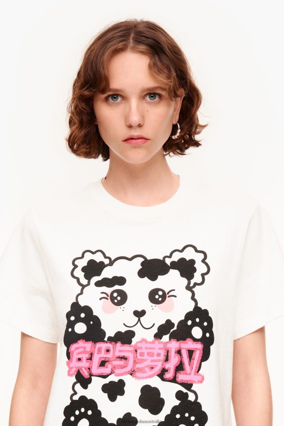 Clothing 4062VZ279 White Bimba Y Lola Panda Bear T-Shirt