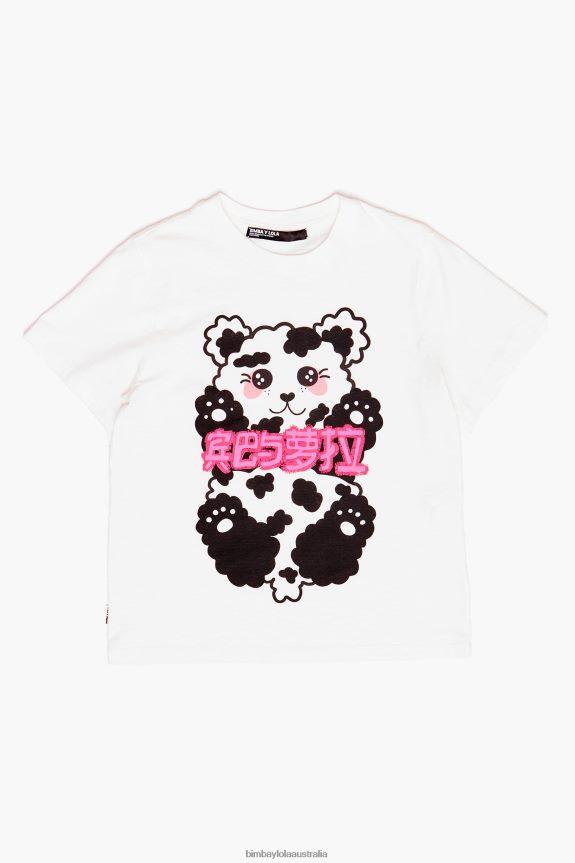 Clothing 4062VZ279 White Bimba Y Lola Panda Bear T-Shirt