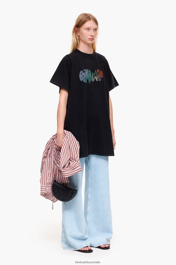 Clothing 4062VZ281 Black Bimba Y Lola Flowing Logo T-Shirt