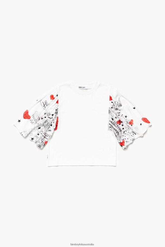 Clothing 4062VZ282 Nickname Bimba Y Lola Heart Print Double-Fabric T-Shirt