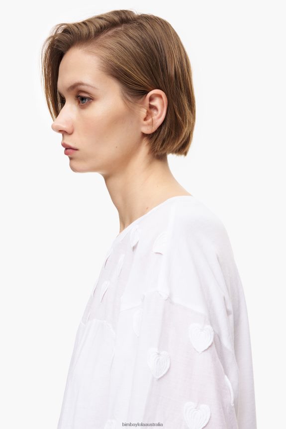 Clothing 4062VZ283 White Bimba Y Lola Hearts Cotton T-Shirt