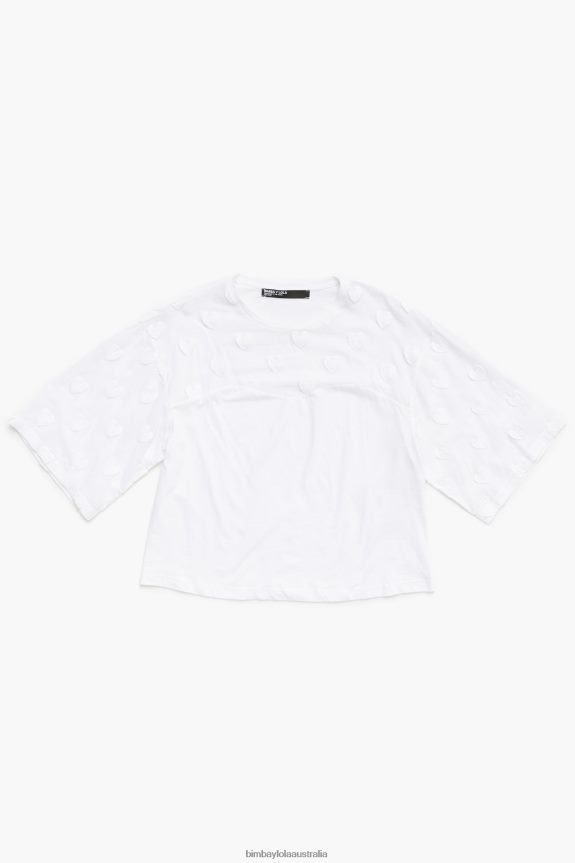 Clothing 4062VZ283 White Bimba Y Lola Hearts Cotton T-Shirt
