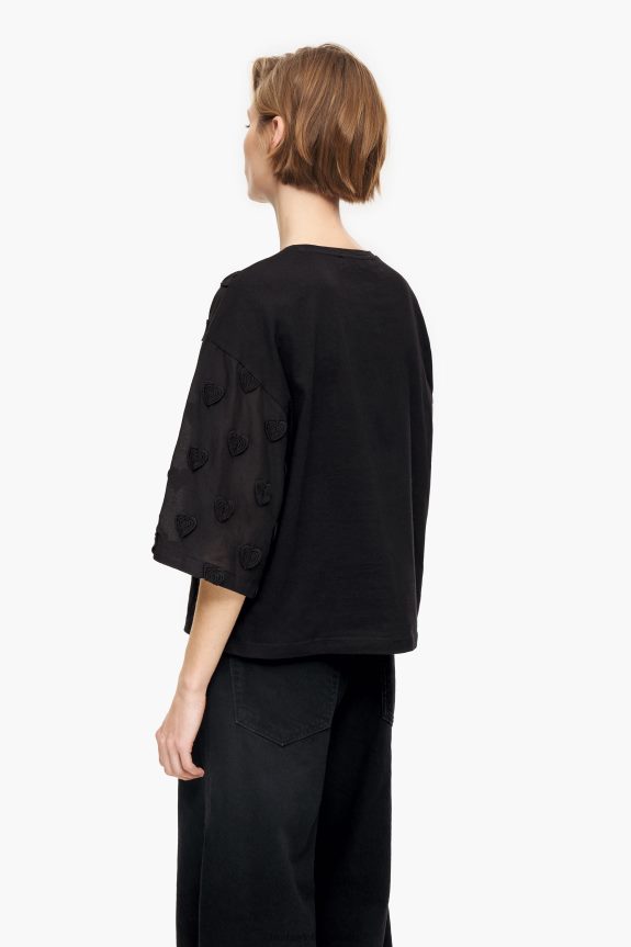 Clothing 4062VZ284 Black Bimba Y Lola Hearts Cotton T-Shirt
