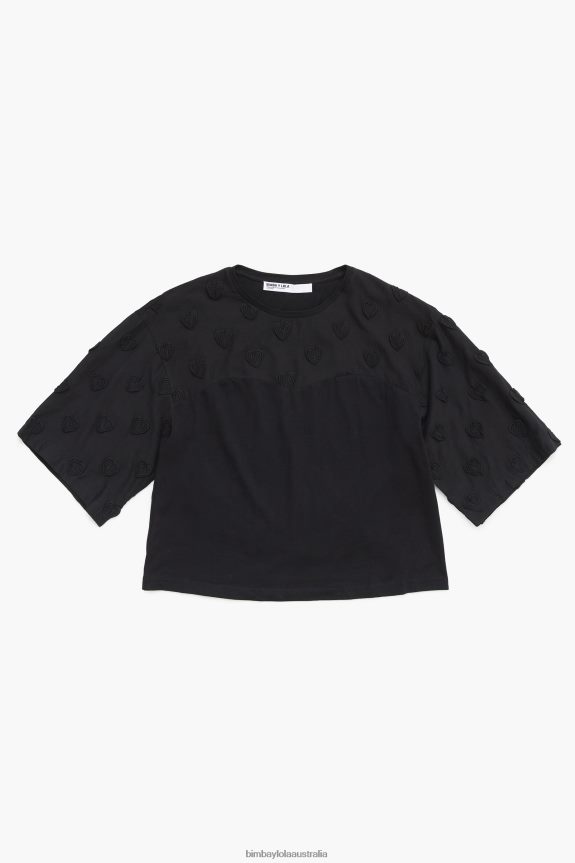 Clothing 4062VZ284 Black Bimba Y Lola Hearts Cotton T-Shirt