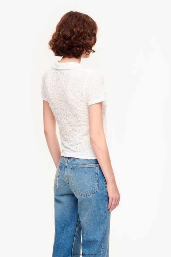 Clothing 4062VZ287 Ivory Bimba Y Lola Textured T-Shirt With Buttons