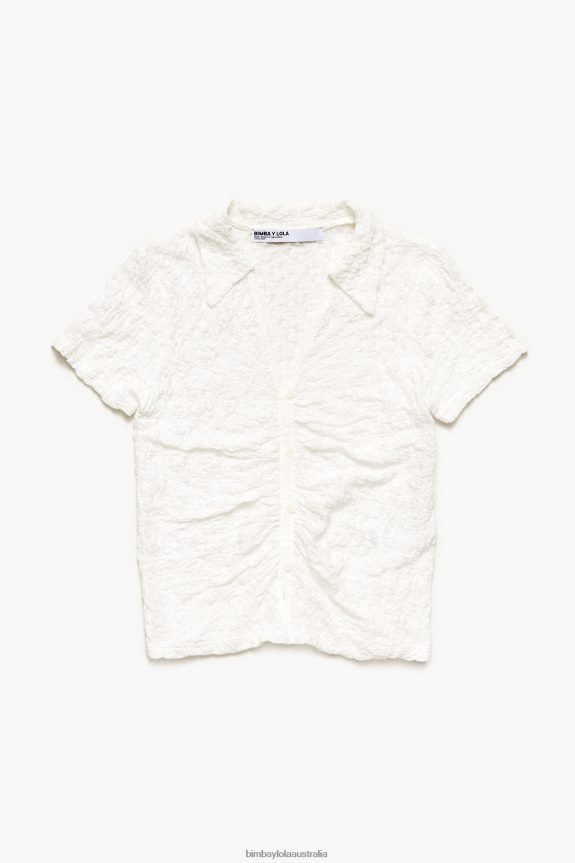 Clothing 4062VZ287 Ivory Bimba Y Lola Textured T-Shirt With Buttons
