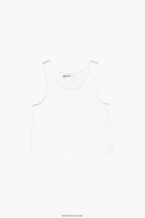 Clothing 4062VZ289 Ivory Bimba Y Lola Ponte Di Roma Sleeveless T-Shirt