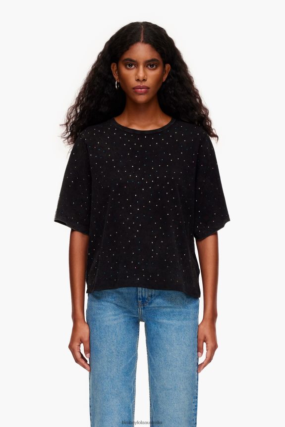 Clothing 4062VZ296 Black Bimba Y Lola Multicolor Stones Boxy T-Shirt