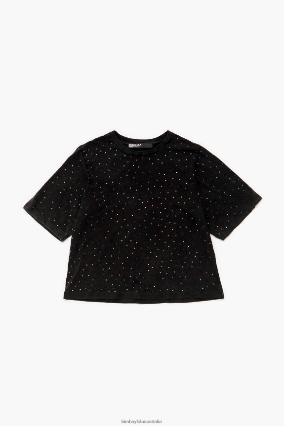 Clothing 4062VZ296 Black Bimba Y Lola Multicolor Stones Boxy T-Shirt