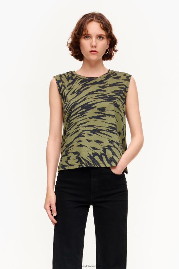 Clothing 4062VZ298 Khaki Bimba Y Lola Butterfly Wing Print Cotton T-Shirt