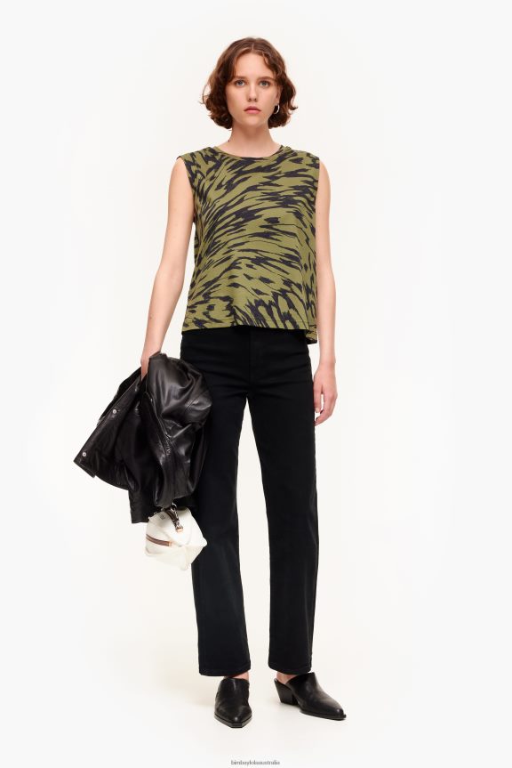 Clothing 4062VZ298 Khaki Bimba Y Lola Butterfly Wing Print Cotton T-Shirt