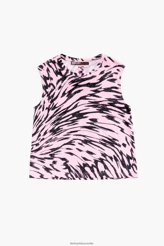 Clothing 4062VZ299 Pink Bimba Y Lola Two-Tone Butterfly Wing Cotton T-Shirt