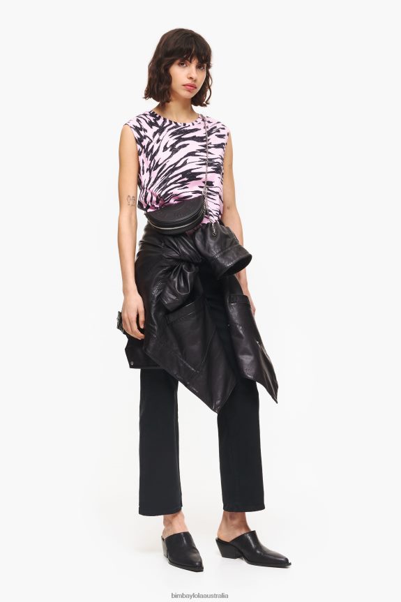 Clothing 4062VZ299 Pink Bimba Y Lola Two-Tone Butterfly Wing Cotton T-Shirt
