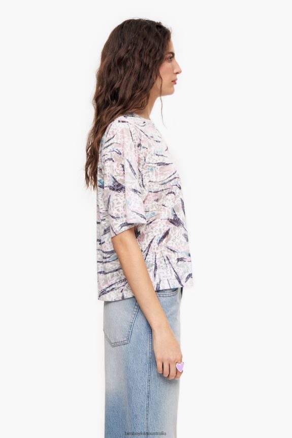 Clothing 4062VZ302 White Bimba Y Lola Butterfly Wing Print Boxy T-Shirt