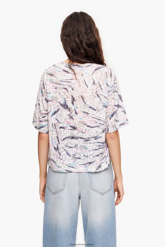Clothing 4062VZ302 White Bimba Y Lola Butterfly Wing Print Boxy T-Shirt