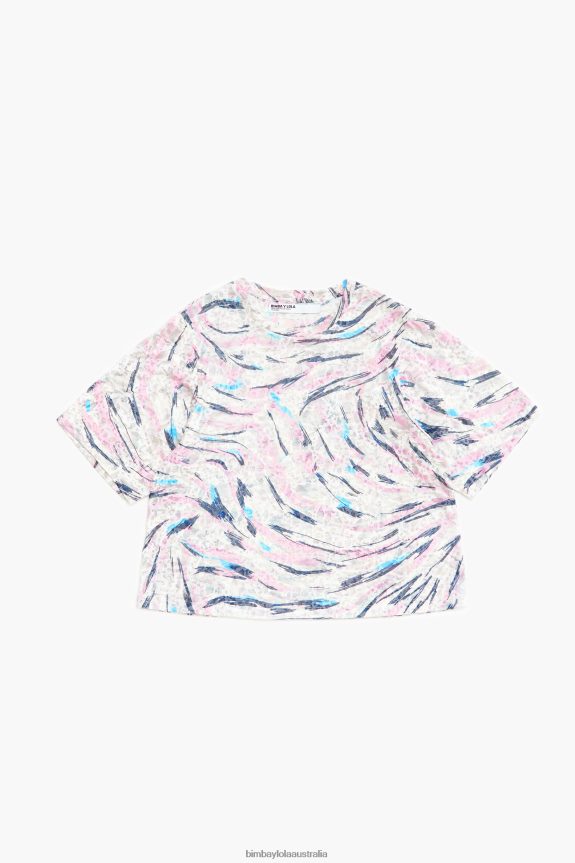 Clothing 4062VZ302 White Bimba Y Lola Butterfly Wing Print Boxy T-Shirt