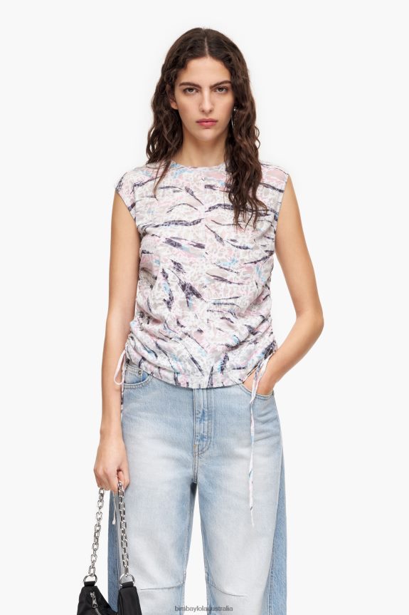 Clothing 4062VZ303 White Bimba Y Lola Butterfly Wing Print Cotton T-Shirt