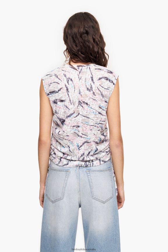 Clothing 4062VZ303 White Bimba Y Lola Butterfly Wing Print Cotton T-Shirt