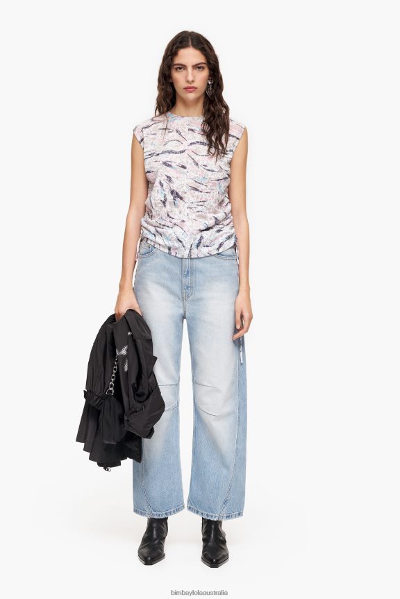 Clothing 4062VZ303 White Bimba Y Lola Butterfly Wing Print Cotton T-Shirt