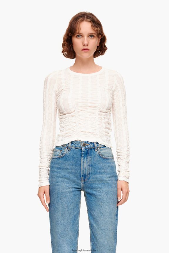 Clothing 4062VZ312 Ivory Bimba Y Lola Fitted T-Shirt With Texture