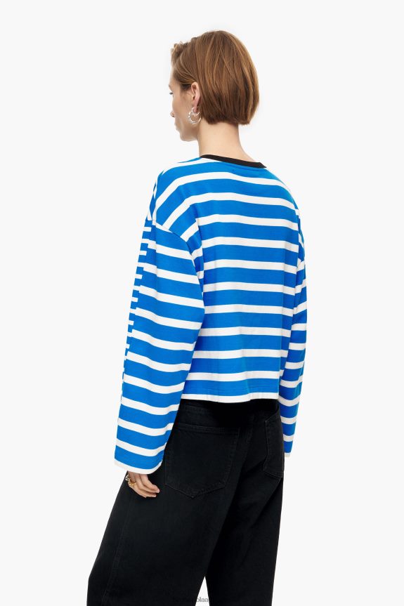 Clothing 4062VZ318 Blue Bimba Y Lola Striped Cotton T-Shirt