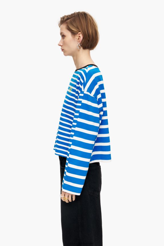 Clothing 4062VZ319 Blue Bimba Y Lola Striped Cotton T-Shirt