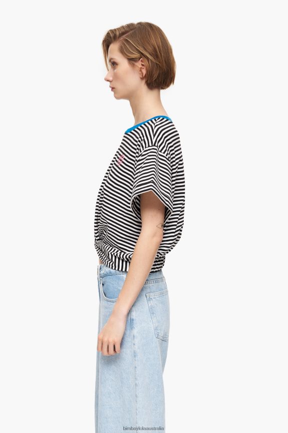 Clothing 4062VZ320 Black And White Bimba Y Lola Knot Boxy T-Shirt