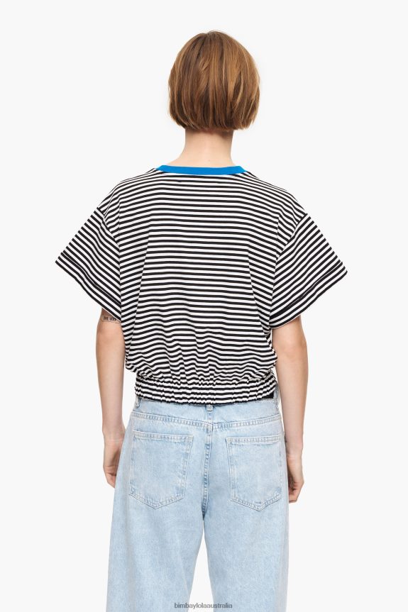 Clothing 4062VZ320 Black And White Bimba Y Lola Knot Boxy T-Shirt
