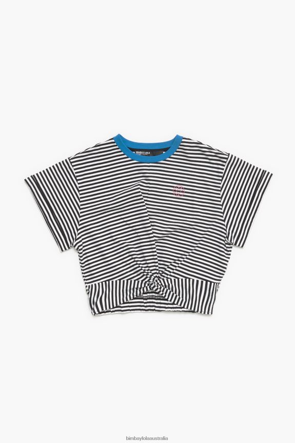 Clothing 4062VZ320 Black And White Bimba Y Lola Knot Boxy T-Shirt