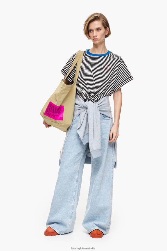 Clothing 4062VZ320 Black And White Bimba Y Lola Knot Boxy T-Shirt