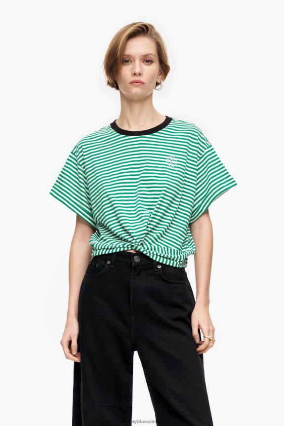 Clothing 4062VZ321 Green And White Bimba Y Lola Knot Boxy T-Shirt