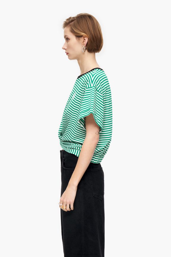 Clothing 4062VZ321 Green And White Bimba Y Lola Knot Boxy T-Shirt