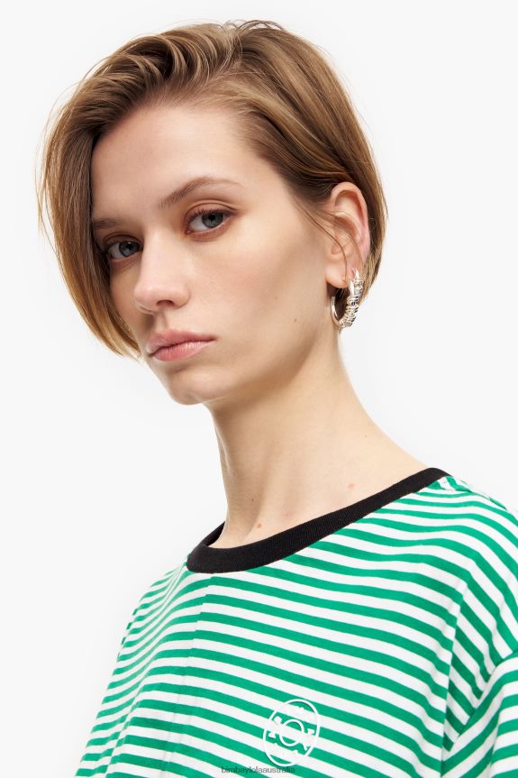 Clothing 4062VZ321 Green And White Bimba Y Lola Knot Boxy T-Shirt