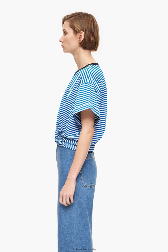 Clothing 4062VZ322 Blue And White Bimba Y Lola Knot Boxy T-Shirt