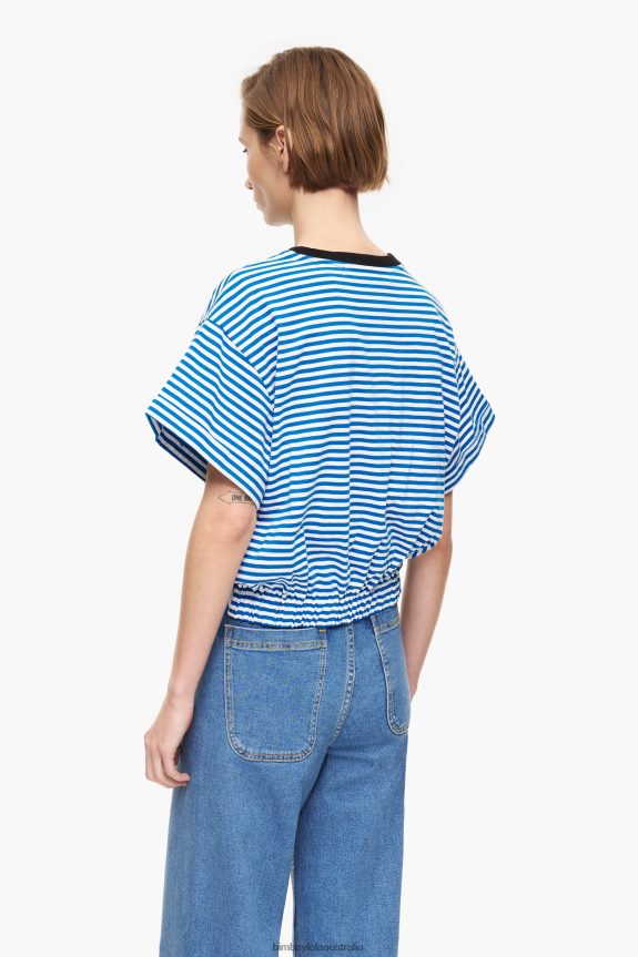Clothing 4062VZ322 Blue And White Bimba Y Lola Knot Boxy T-Shirt
