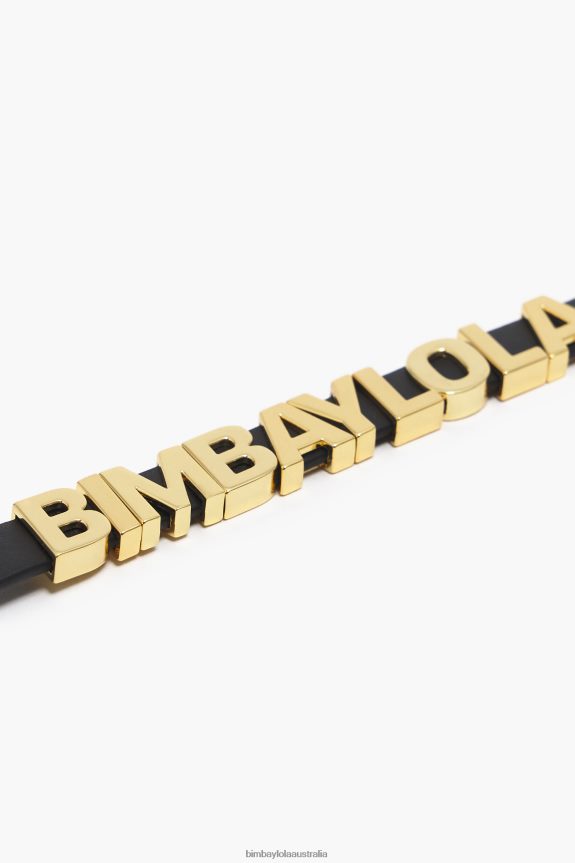 Accessories 4062VZ1141 Black Bimba Y Lola Leather Logo Letters Bracelet