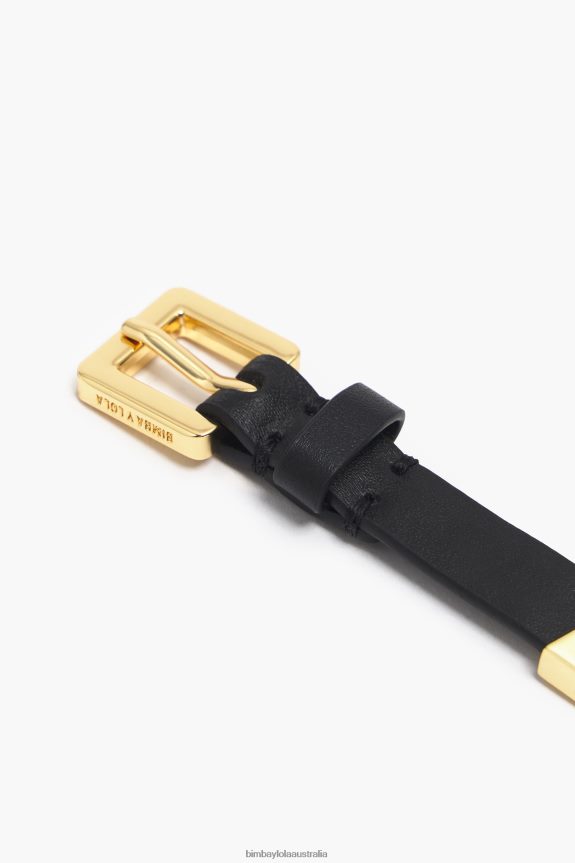 Accessories 4062VZ1141 Black Bimba Y Lola Leather Logo Letters Bracelet