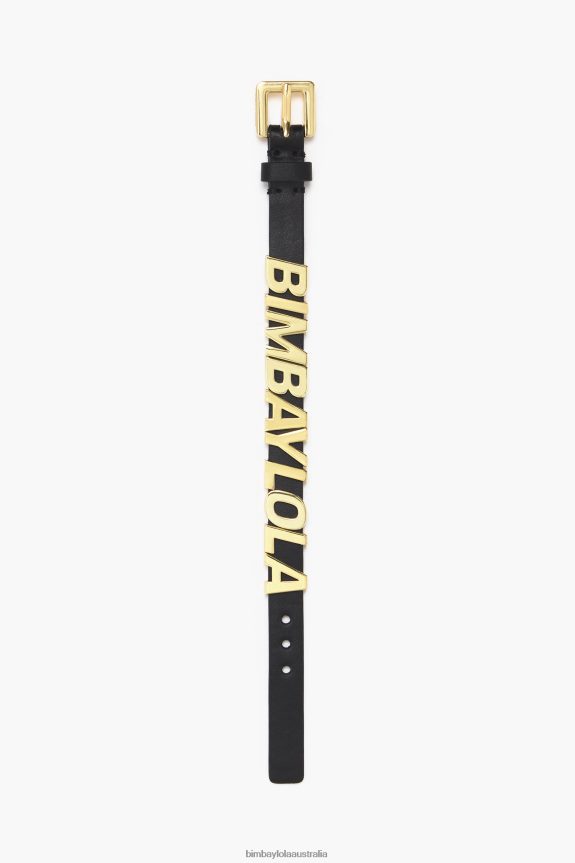 Accessories 4062VZ1141 Black Bimba Y Lola Leather Logo Letters Bracelet