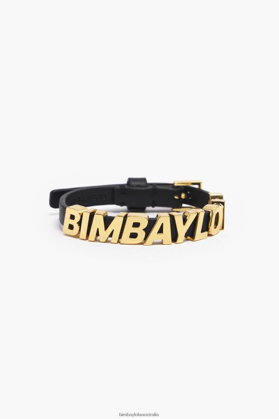 Accessories 4062VZ1143 Black Bimba Y Lola Leather Logo Letters Bracelet