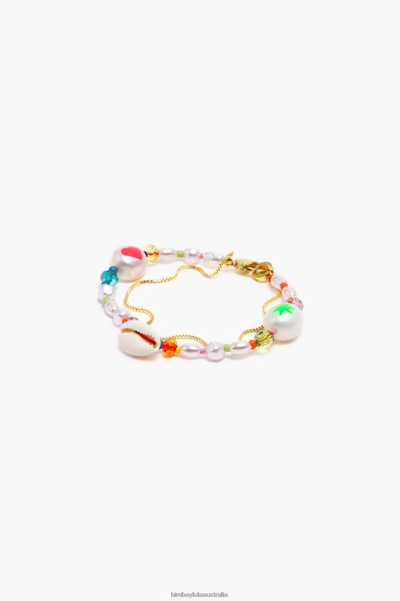 Accessories 4062VZ792 Silver Bimba Y Lola Chain Bracelet With Multicolor Pearls