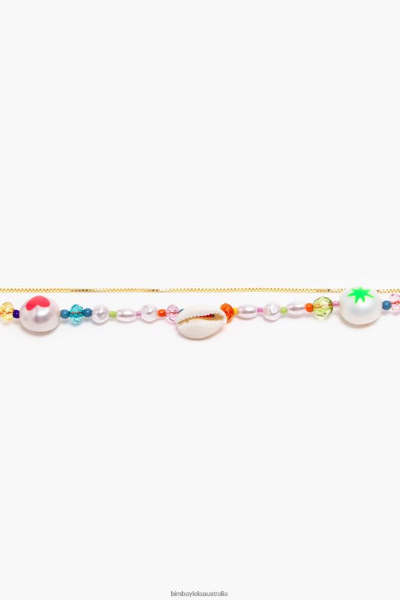 Accessories 4062VZ792 Silver Bimba Y Lola Chain Bracelet With Multicolor Pearls